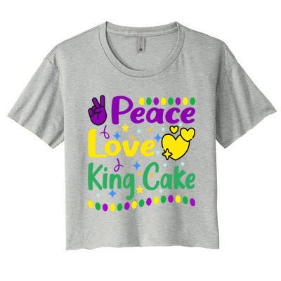 Happy Mardi Gras King Cake Peace Love Gift Women's Crop Top Tee