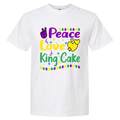 Happy Mardi Gras King Cake Peace Love Gift Garment-Dyed Heavyweight T-Shirt