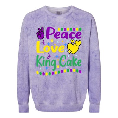 Happy Mardi Gras King Cake Peace Love Gift Colorblast Crewneck Sweatshirt