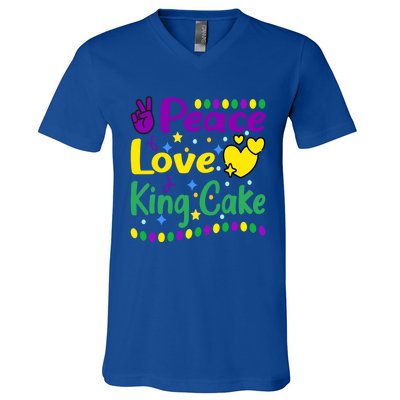 Happy Mardi Gras King Cake Peace Love Gift V-Neck T-Shirt