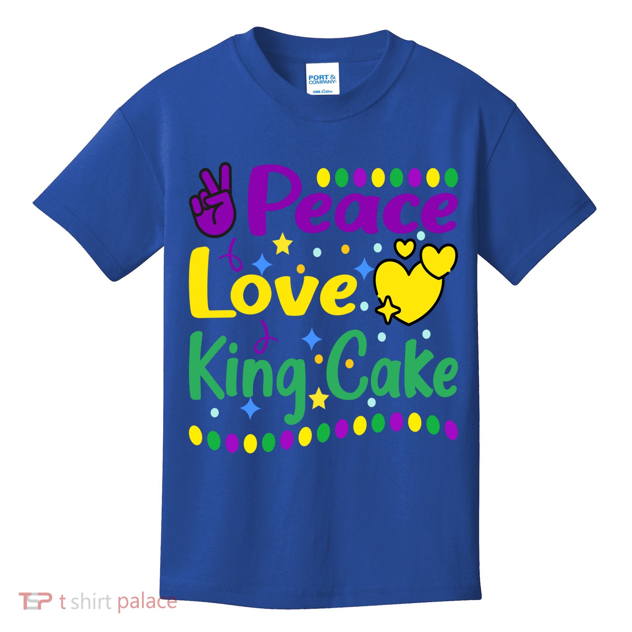 Happy Mardi Gras King Cake Peace Love Gift Kids T-Shirt