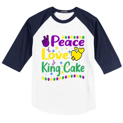 Happy Mardi Gras King Cake Peace Love Gift Baseball Sleeve Shirt