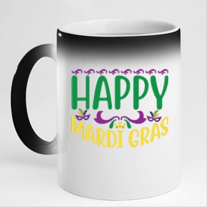 Happy Mardi Gras 11oz Black Color Changing Mug