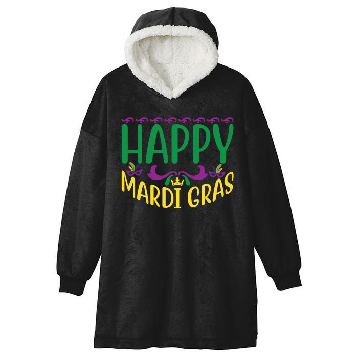 Happy Mardi Gras Hooded Wearable Blanket