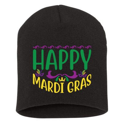 Happy Mardi Gras Short Acrylic Beanie