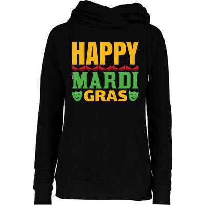 Happy Mardi Gras Womens Funnel Neck Pullover Hood