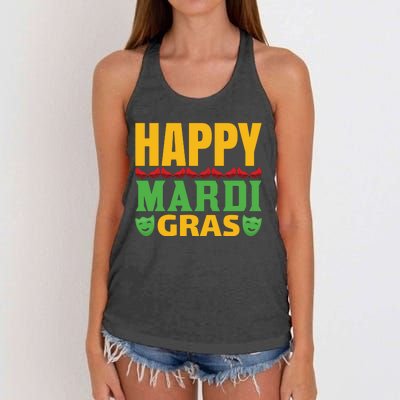 Happy Mardi Gras Women's Knotted Racerback Tank