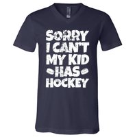 Hockey Mom Hockey Dad Sorry I Can't My Has Hockey Grunge V-Neck T-Shirt