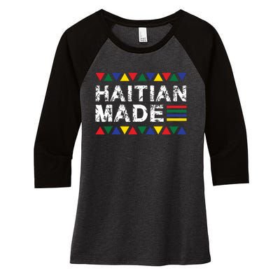 Haitian Made Haiti Pride Women's Tri-Blend 3/4-Sleeve Raglan Shirt