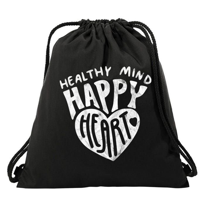 Healthy Mind Happy Heart Mental Health Drawstring Bag