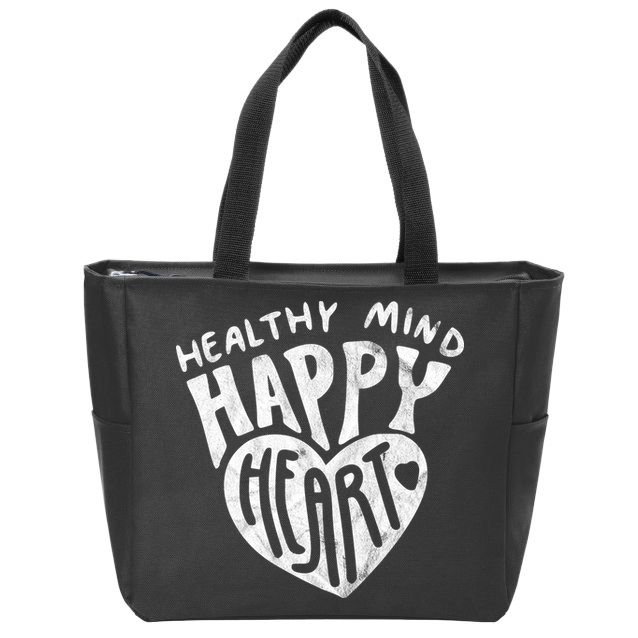Healthy Mind Happy Heart Mental Health Zip Tote Bag