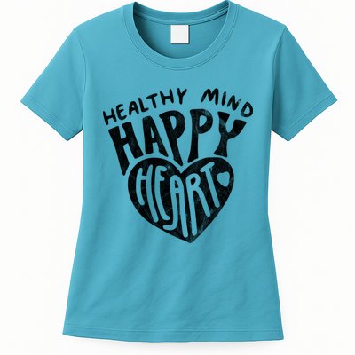 Healthy Mind Happy Heart Mental Health Womens T-Shirt