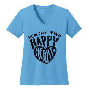 Healthy Mind Happy Heart Mental Health Women's V-Neck T-Shirt