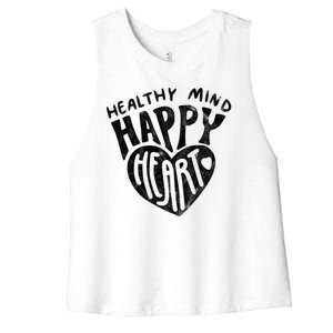 Healthy Mind Happy Heart Mental Health Women's Racerback Cropped Tank