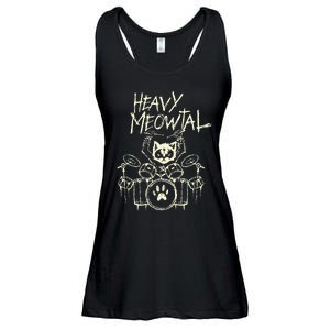 Heavy Metal Headbanger Gift Drummer Cat Playing Drum Meowtal Ladies Essential Flowy Tank