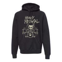 Heavy Metal Headbanger Gift Drummer Cat Playing Drum Meowtal Premium Hoodie