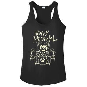 Heavy Metal Headbanger Gift Drummer Cat Playing Drum Meowtal Ladies PosiCharge Competitor Racerback Tank