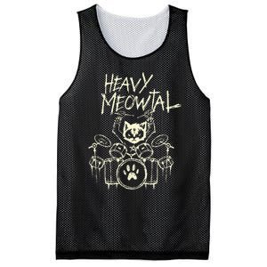 Heavy Metal Headbanger Gift Drummer Cat Playing Drum Meowtal Mesh Reversible Basketball Jersey Tank