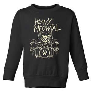 Heavy Metal Headbanger Gift Drummer Cat Playing Drum Meowtal Toddler Sweatshirt