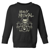 Heavy Metal Headbanger Gift Drummer Cat Playing Drum Meowtal Toddler Sweatshirt