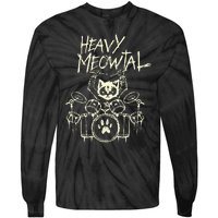 Heavy Metal Headbanger Gift Drummer Cat Playing Drum Meowtal Tie-Dye Long Sleeve Shirt