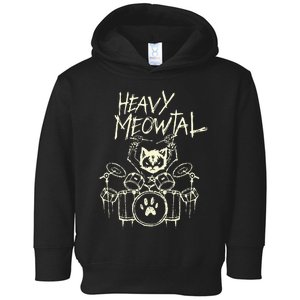 Heavy Metal Headbanger Gift Drummer Cat Playing Drum Meowtal Toddler Hoodie