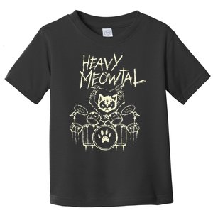 Heavy Metal Headbanger Gift Drummer Cat Playing Drum Meowtal Toddler T-Shirt