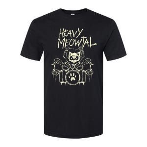 Heavy Metal Headbanger Gift Drummer Cat Playing Drum Meowtal Softstyle CVC T-Shirt