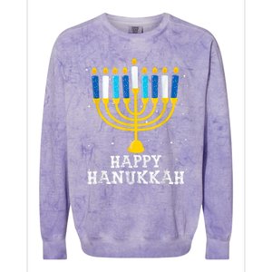 Hanukkah Menorah Happy Hanukkah Colorblast Crewneck Sweatshirt