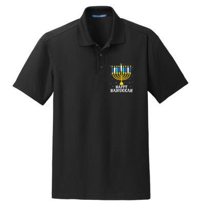 Hanukkah Menorah Happy Hanukkah Dry Zone Grid Polo
