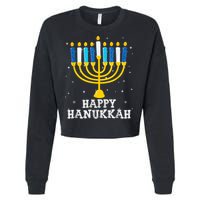 Hanukkah Menorah Happy Hanukkah Cropped Pullover Crew