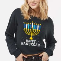 Hanukkah Menorah Happy Hanukkah Cropped Pullover Crew