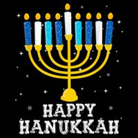 Hanukkah Menorah Happy Hanukkah Cropped Pullover Crew