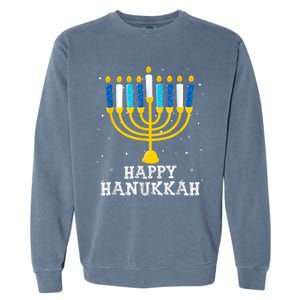 Hanukkah Menorah Happy Hanukkah Garment-Dyed Sweatshirt