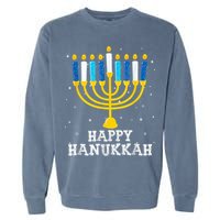Hanukkah Menorah Happy Hanukkah Garment-Dyed Sweatshirt