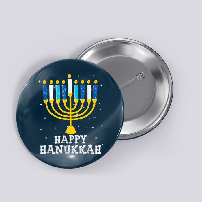 Hanukkah Menorah Happy Hanukkah Button