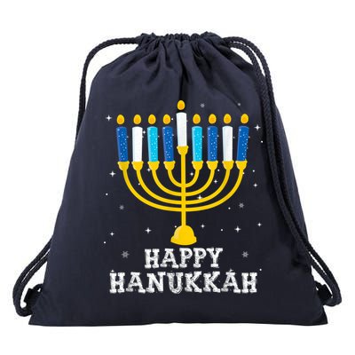 Hanukkah Menorah Happy Hanukkah Drawstring Bag