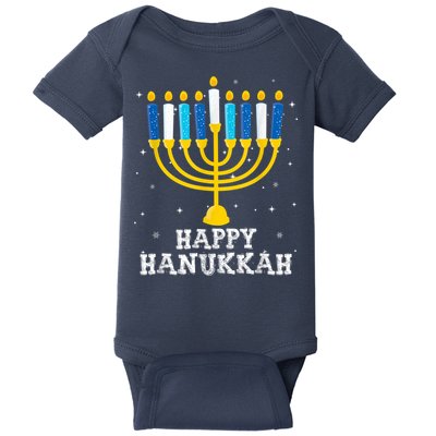 Hanukkah Menorah Happy Hanukkah Baby Bodysuit