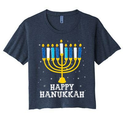 Hanukkah Menorah Happy Hanukkah Crop Top