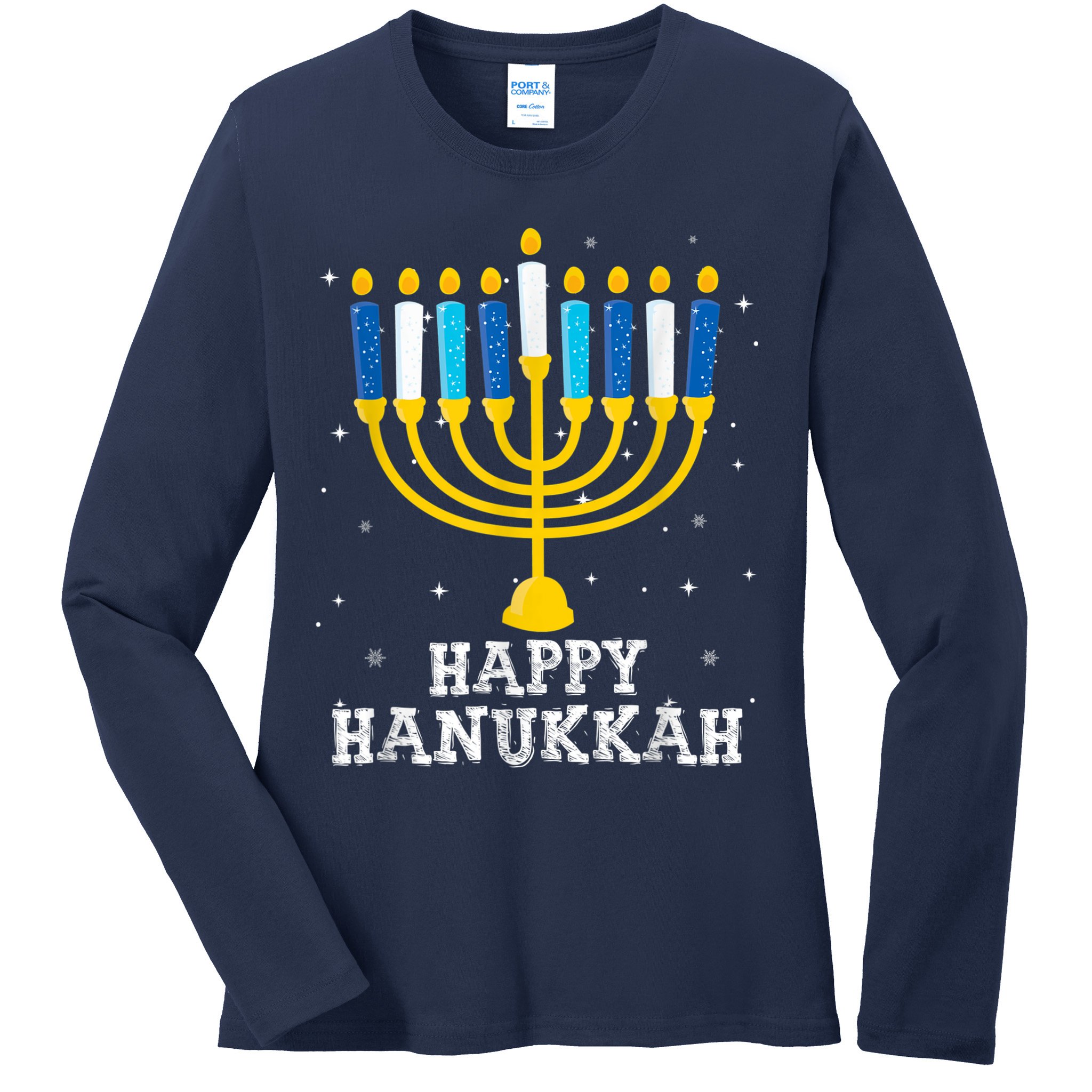 Hanukkah Menorah Happy Hanukkah Ladies Long Sleeve Shirt