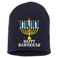 Hanukkah Menorah Happy Hanukkah Short Acrylic Beanie