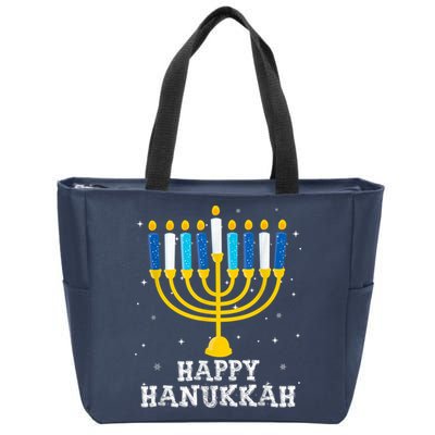 Hanukkah Menorah Happy Hanukkah Zip Tote Bag