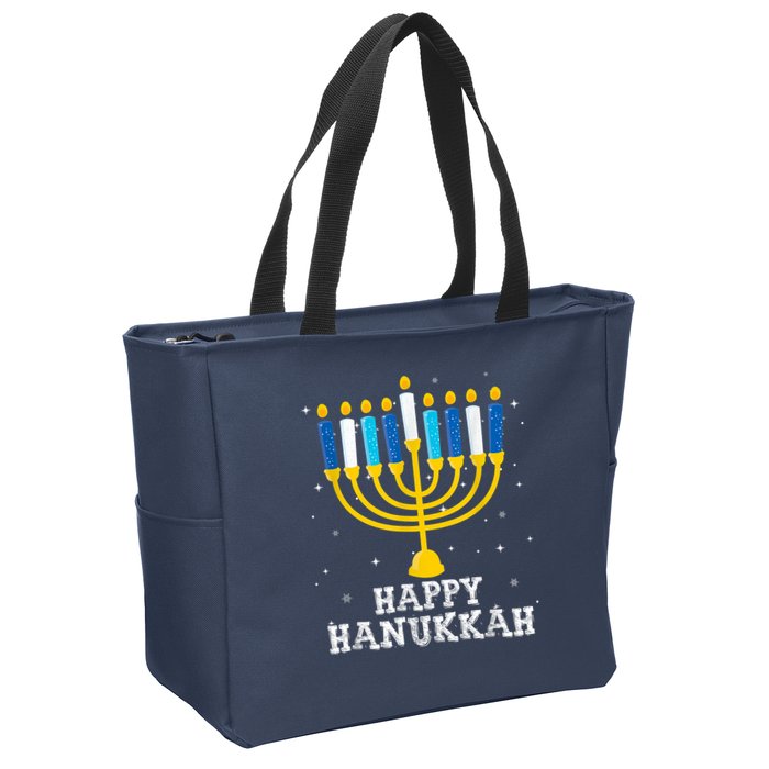 Hanukkah Menorah Happy Hanukkah Zip Tote Bag
