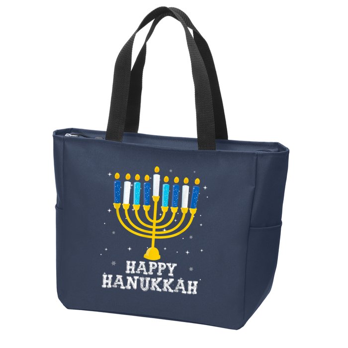 Hanukkah Menorah Happy Hanukkah Zip Tote Bag