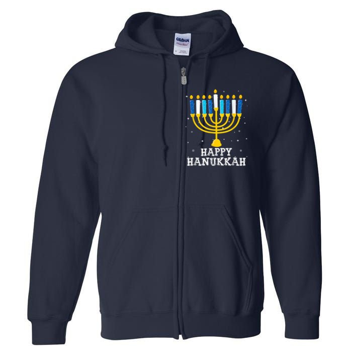 Hanukkah Menorah Happy Hanukkah Full Zip Hoodie