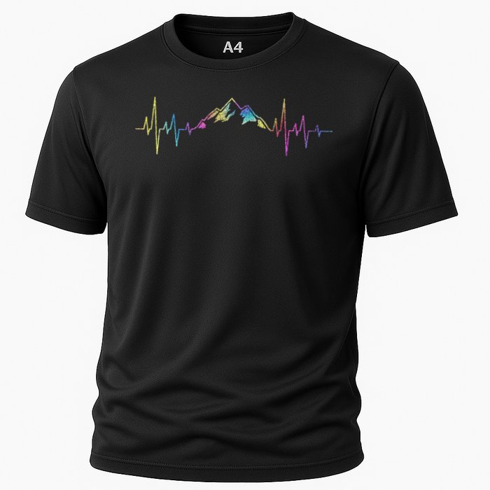 Hiking Mountains Heartbeat Hiker Adventures Tie Dye Cooling Performance Crew T-Shirt
