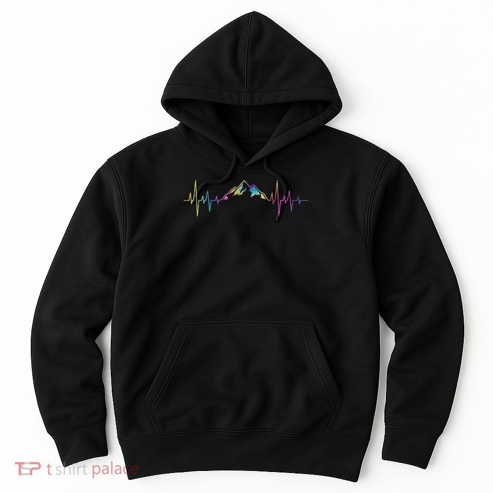 Hiking Mountains Heartbeat Hiker Adventures Tie Dye Hoodie