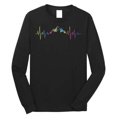 Hiking Mountains Heartbeat Hiker Adventures Tie Dye Long Sleeve Shirt