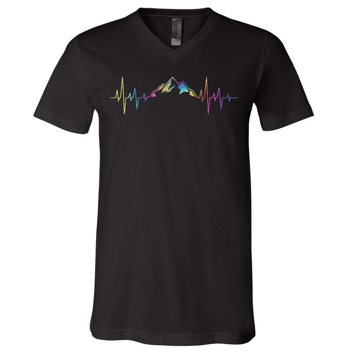 Hiking Mountains Heartbeat Hiker Adventures Tie Dye V-Neck T-Shirt