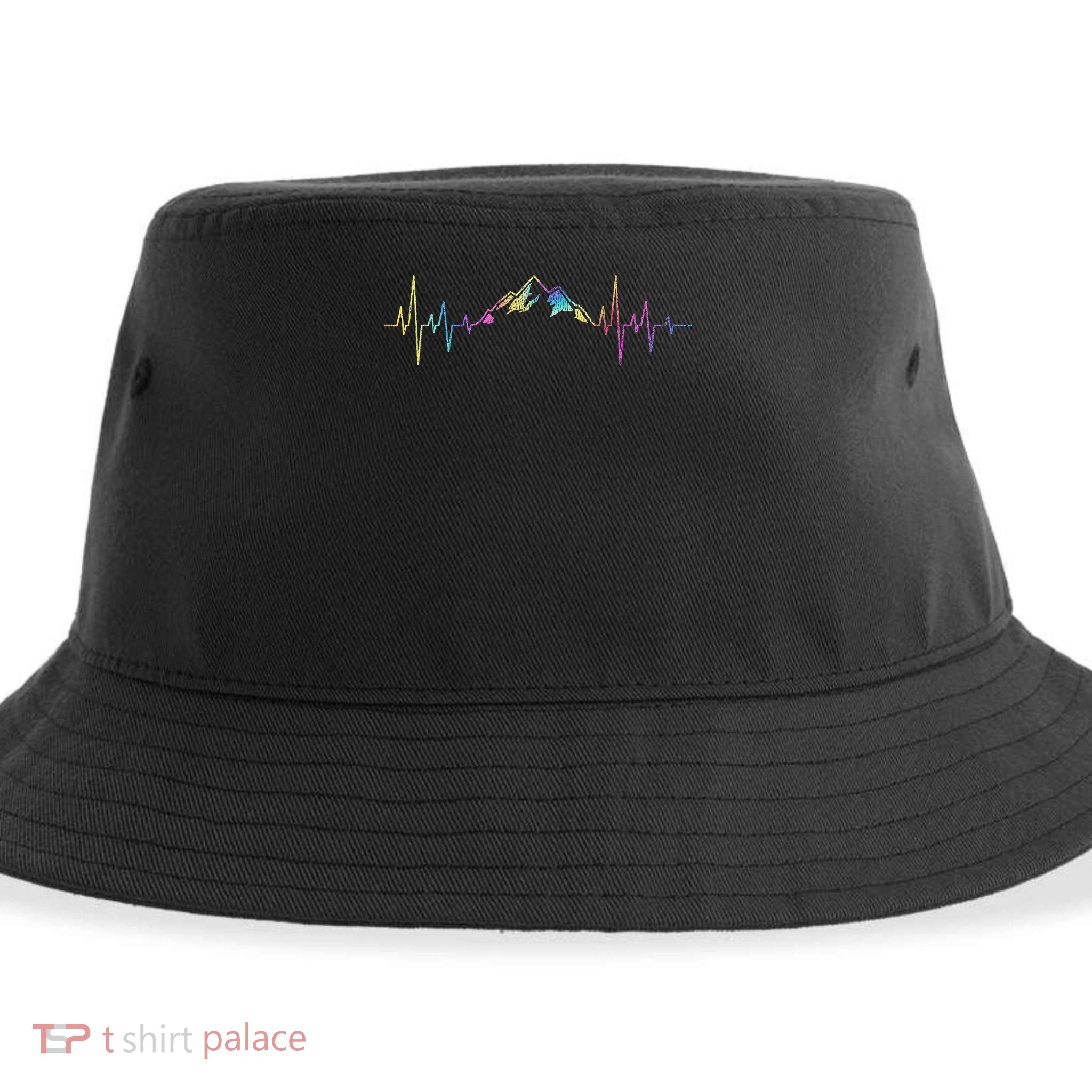 Hiking Mountains Heartbeat Hiker Adventures Tie Dye Sustainable Bucket Hat